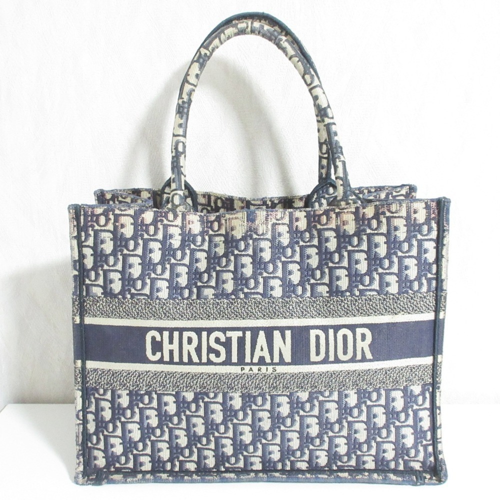 Christian Dior Oblique Book Tote Handbag, Medium, 50-MA-0139, Navy, Women's